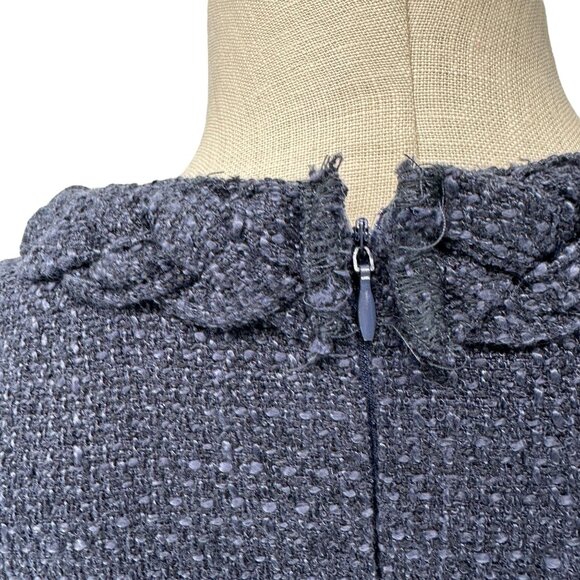 New Collection Dress Womens XL Navy Blue Braided Collar SS Textured Shift Dress - Picture 3 of 11